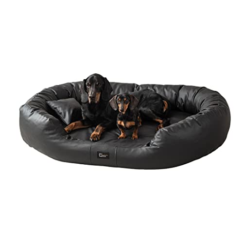 exclusive BED Orthopädisches Hundebett Nancy Premium Grosse Mittelgroße Kleine Hunde - Hundekissen Hundematte aus Öko-Leder - rutschfest Langlebig Abriebfest Reißfest (L, Schwarz) von exclusive BED