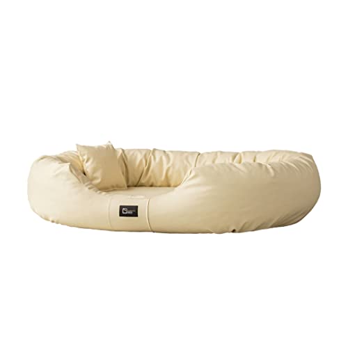 exclusive BED Orthopädisches Hundebett Nancy Premium Grosse Mittelgroße Kleine Hunde - Hundekissen Hundematte aus Öko-Leder - rutschfest Langlebig Abriebfest Reißfest (XL, Cremefarben) von exclusive BED