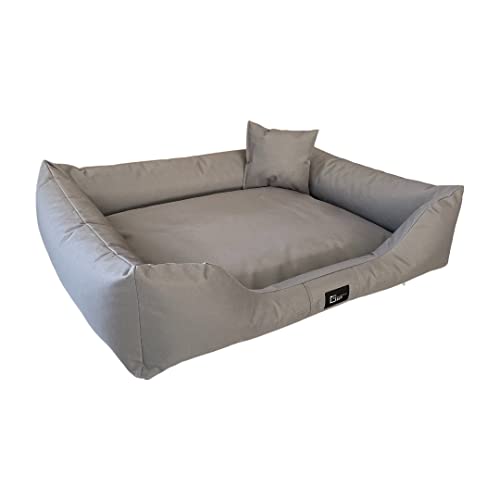 exclusive BED Hundebett Puffi Grosse Mittelgroße Kleine Hunde - Hundekissen Hundematte aus Kodura-Stoff - Waschbar Wasserfest Langlebig Abriebfest Reißfest (XL+| 110x90cm, Hellgrau) von exclusive BED