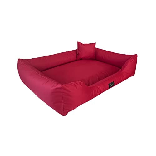 exclusive BED Hundebett Puffi Grosse Mittelgroße Kleine Hunde - Hundekissen Hundematte aus Kodura-Stoff - Waschbar Wasserfest Langlebig Abriebfest Reißfest (XXL+| 130x100cm, Rot) von exclusive BED