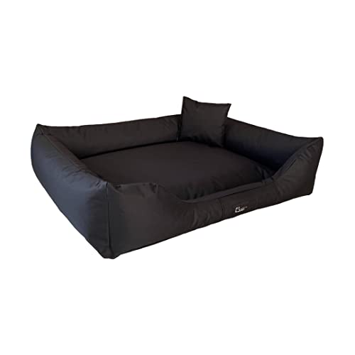 exclusive BED Hundebett Puffi Grosse Mittelgroße Kleine Hunde - Hundekissen Hundematte aus Kodura-Stoff - Waschbar Wasserfest Langlebig Abriebfest Reißfest (L+| 90x70cm, Schwarz) von exclusive BED