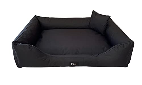 exclusive BED Hundebett Puffi Grosse Mittelgroße Kleine Hunde - Hundekissen Hundematte aus Kodura-Stoff - Waschbar Wasserfest Langlebig Abriebfest Reißfest (XL+| 110x90cm, Schwarz) von exclusive BED