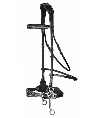 Exion Nova Hackamore Bridle for Horses – Anatomical Bitless Bridle with Rubber Reins | Anti‑Pressure Crownpiece | Vegetable-Tanned Leather | Size Full, Cob, Pony & Over (Black, Cob) (Black, Full) von ExionPro