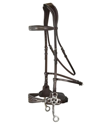 Exion Nova Hackamore Bridle for Horses – Anatomical Bitless Bridle with Rubber Reins | Anti‑Pressure Crownpiece | Vegetable-Tanned Leather | Size Full, Cob, Pony & Over (Black, Cob) (Oak Brown, Over) von ExionPro