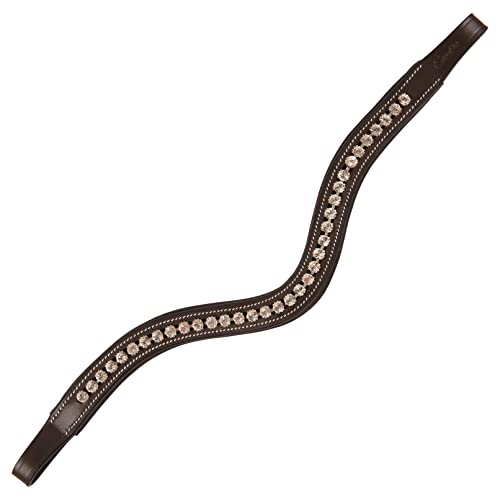ExionPro Elegantes und attraktives Stirnband aus weißem Kristall| Stirnbänder für Pferde | Reitstirnband | (Havannabraun, Mittel (Cob-Größe)) von ExionPro
