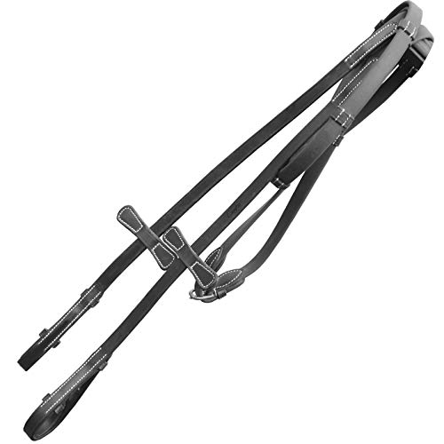 ExionPro Extra weiche Lederschlaufenzügel mit Handstoppern und Martingalstoppern | Schnallenverschluss | Option Schwarz, Havannabraun – Over, Full, Cob, Pony (Havanna, Cob – VT-Leder (Vorreiter)) von ExionPro