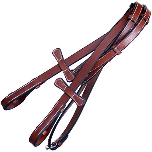 ExionPro Hunter Zügel mit Sieben Handstoppern für Hunter Trense | Martingal-Stopper | Schwarz, Havannabraun, Optionen: Over, Full, Cob, Pony (Conker, Over – VT-Leder (Vorreiter)) von ExionPro