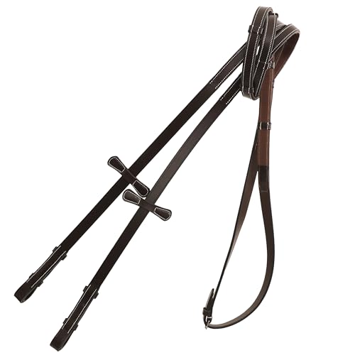 ExionPro Hunter Zügel mit Sieben Handstoppern für Hunter Trense | Martingal-Stopper | Schwarz, Havannabraun, Optionen: Over, Full, Cob, Pony (Havanna, Pony – VT-Leder (Vorreiter)) von ExionPro