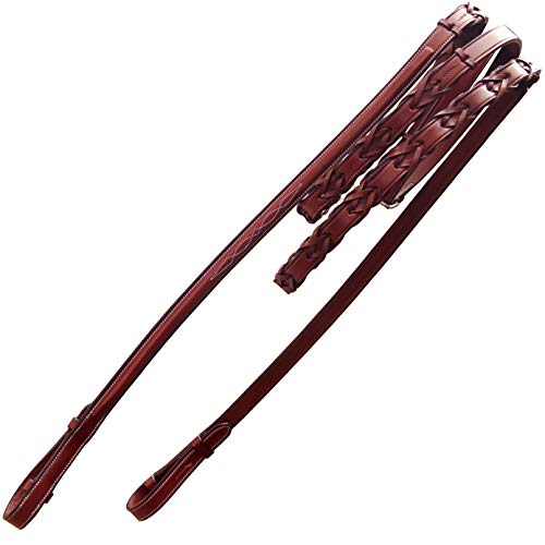 ExionPro Leder Fancy Raised Zwei geschnürte Pferdezügel mit Martingalstoppern | Weiße Ziernähte | Extra langlebig und hochfest | Schwarz Braun ExionPro Leder Fancy Raised Zwei geschnürte Pferdezügel mit Martingalstoppern | Weiße Ziernähte | Extra langlebig und hochfest | Schwarz Braun von ExionPro