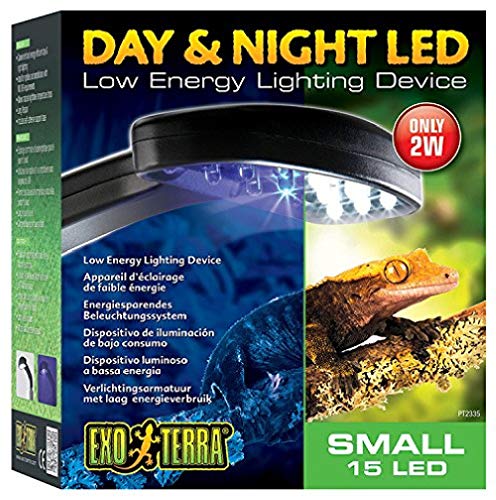 Exo Terra Day and Night LED, energieeffiziente Tag und Nacht LED Beleuchtung, mit Halterung, klein, 15 x 16,5 x 7cm von Exo Terra