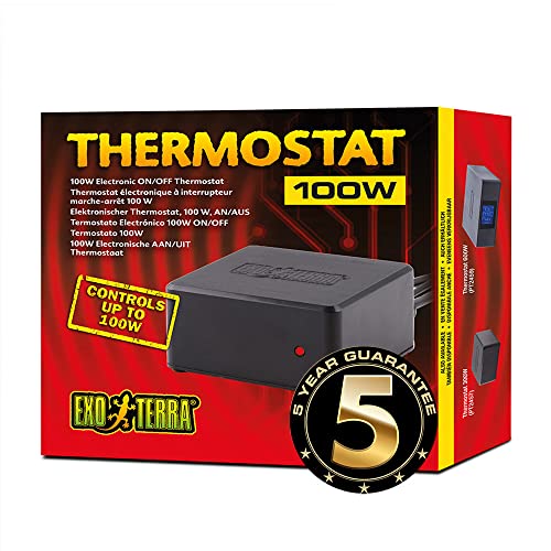 Exo Terra Thermostat 100W, genaue Temperaturkontrolle im Terrarium, ideal für den Gebrauch mit Substratheizern, Wärmekabeln und keramischen Heizstrahlern von Exo Terra