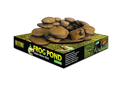 Exo Terra Frog Pond, Wassernapf in Kieselsteinoptik, Wassernapf für Frösche, idealer Wassernapf für Pfeilgiftfrösche, Laubfrösche und andere Amphibien, klein von Exo Terra