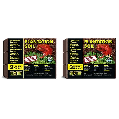 Exo Terra Plantation Soil: 3 x 8,8 Liter, tropisches Terrarium-Substrat, aus gepressten Fasern der Kokosnussschale, 70 g (Packung mit 2) von Catit