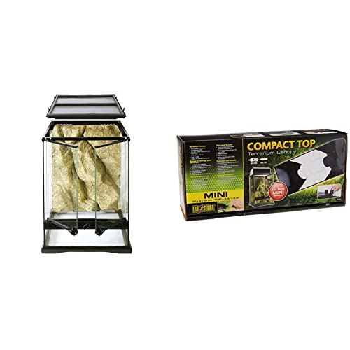 Exo Terra Terrarium aus Glas, mit einzigartiger Front Belüftung, 30 x 30 x 45cm & Compact Top, Terrarienabdeckung, Mini, für 1 Lampe, mit Reflektor, 30 x 9 x 12,5cm, Fassung E27 von Exo Terra