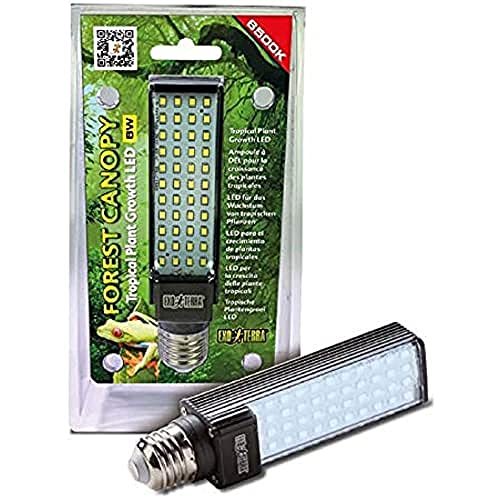 Exo Terra energieeffiziente LED Lampe Forest Canopy, für das Wachstum von tropischen Pflanzen, für Terrarien, mit integriertem Vorschaltgerät, 8W, E27, 6500 K, 1 Stück (1er Pack) von Exo Terra