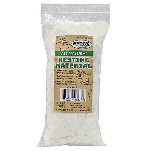 Natürliches Nistmaterial – 100 % Baumwolle, umweltfreundlich, für Zuckergleiter, Eichhörnchen, Hamster, Kaninchen, Chinchillas, Ratten, Mäuse, Meerschweinchen und andere kleine Haustiere, 1.5 oz. Natürliches Nistmaterial – 100 % Baumwolle, umweltfreundlich, für Zuckergleiter, Eichhörnchen, Hamster, Kaninchen, Chinchillas, Ratten, Mäuse, Meerschweinchen und andere kleine Haustiere, 1.5 oz. von Exotic Nutrition