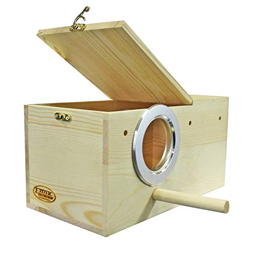 Sturdy Nest Box (M) - Cage Attachment, Hinged Lid, Perching Ledge - for Sugar Glider, Squirrel, Rat, Finch, Parakeet, Lovebird, Parrotlet, Lovebird, Canary, Cockatiel, Other Birds & Small Pets von Exotic Nutrition