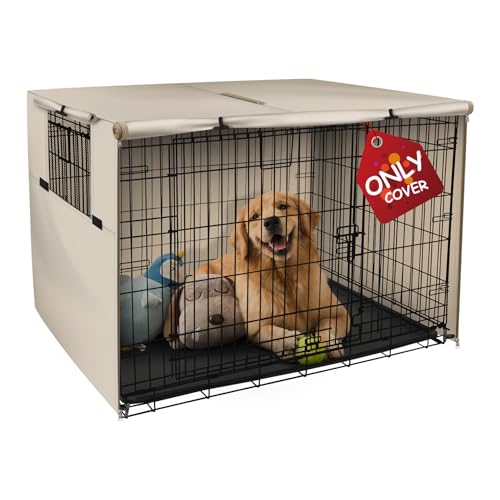 Explore Land 76,2 cm Hundekäfig-Abdeckung, strapazierfähiges Polyester, universelle Passform für Hundekäfig aus Draht (Hellbraun) von Explore Land