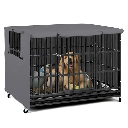 Explore Land 96,5 cm Abdeckung für Hundekäfige, strapazierfähig, Polyester, Sonnenschutz, universelle Passform für Drahtkäfig (Grau) von Explore Land