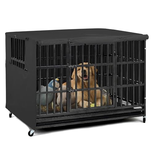 Explore Land 96,5 cm Abdeckung für Hundekäfige, strapazierfähig, Polyester, Sonnenschutz, universelle Passform für Drahtkäfig (Schwarz) von Explore Land
