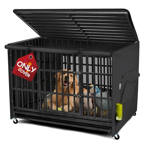 Explore Land Abdeckung für Hundekäfig, atmungsaktiv, Polyester, universelle Passform für Metalldrahtkäfig, 96,5 cm, Schwarz von Explore Land