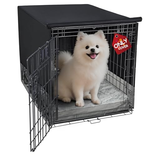 Explore Land Atmungsaktive Hundekäfigabdeckung – 4 Seiten Netz-Belüftung, Haustierzwinger-Abdeckung, alle Seiten offen, universelle Passform für 1 2 3 Türen 61 cm Drahtbox von Explore Land