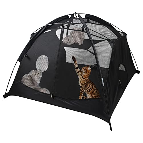 Explore Land Outdoor Pet Tent - Mesh Cat Play Tent Portable Mesh Play House Enclosure for Cat Rabbit Puppy and Small Animals in Deck Yard Balcony Patio Park Camping Travel Indoor (Black Tent) von Explore Land