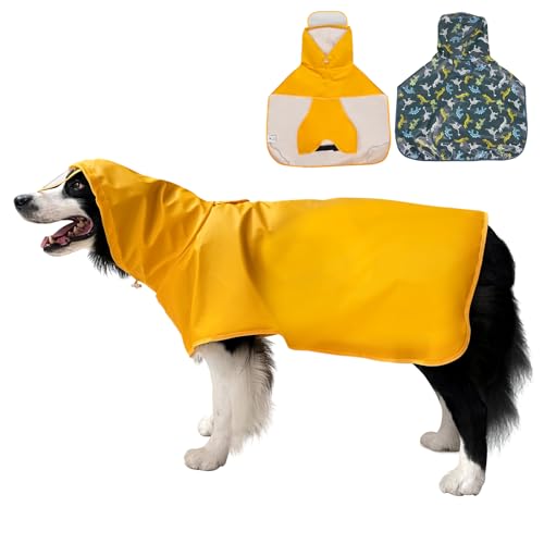 ExploureU Hunde-Regenmantel, verstellbar, wasserdicht, mit transparenter Kapuze, wasserdicht, leicht, Phocho Hoodie (Gelb, L) von ExploreU