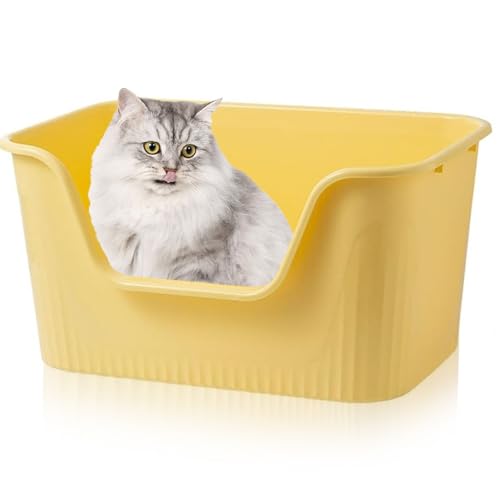 Exquilnova Katzenklo Groß 64x45x33cm, Katzenklo Hoher Rand Ohne Deckel, Katzentoiletten Offen, Spritzwassergeschützt Groß Katzen Klo, Katzentoilette XXL für Große Katzen, Kätzchen, Kaninchen von Exquilnova