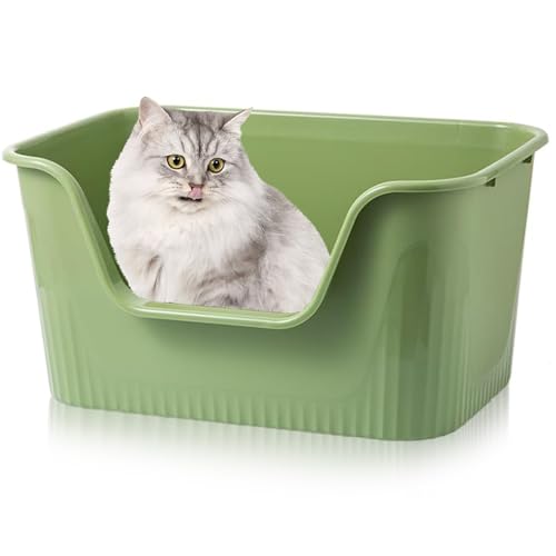 Exquilnova Katzenklo Groß 44x38x22cm, Katzenklo Hoher Rand Ohne Deckel, Katzentoiletten Offen, Spritzwassergeschützt Groß Katzen Klo, Katzentoilette XXL für Große Katzen, Kätzchen, Kaninchen von Exquilnova