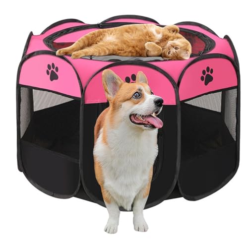 Exquilnova Tragbarer Welpenauslauf, 74 x 74 x 43 cm Hundelaufstall Faltbar Laufstall Katzengehege für Wohnung, Welpenlaufstall für Drinnen Wasserdichtes Oxford-Tuch für Hunde Katzen Kaninchen (Rose) Exquilnova Tragbarer Welpenauslauf, 74 x 74 x 43 cm Hundelaufstall Faltbar Laufstall Katzengehege für Wohnung, Welpenlaufstall für Drinnen Wasserdichtes Oxford-Tuch für Hunde Katzen Kaninchen (Rose) von Exquilnova