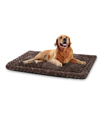Hundebett-Matte, waschbar, wendbar, weich, flauschig, Haustierhütte, Schlafmatratze für große, mittelgroße und kleine Hunde, 104 x 68 cm, Braun Hundebett-Matte, waschbar, wendbar, weich, flauschig, Haustierhütte, Schlafmatratze für große, mittelgroße und kleine Hunde, 104 x 68 cm, Braun von Exsnugy