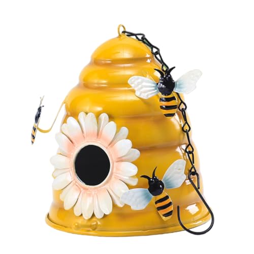 Metall Vogelhaus Bienenform hängende Fütterungsvogel Nest warme Nistkiste für Terrasse ... Metall Vogelhaus Bienenform hängende Fütterungsvogel Nest warme Nistkiste für Terrasse ... von Eyccier