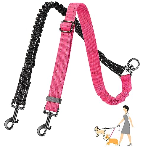 Eyein Doppelte Hundeleine, Verhedderungsfreie 360° drehbare Doppelleinen mit 2 Hunden, Verstellbare reflektierende Splitterleine für kleine Hunde 3-10KG, Schwarz & Rosa, S Eyein Doppelte Hundeleine, Verhedderungsfreie 360° drehbare Doppelleinen mit 2 Hunden, Verstellbare reflektierende Splitterleine für kleine Hunde 3-10KG, Schwarz & Rosa, S von Eyein