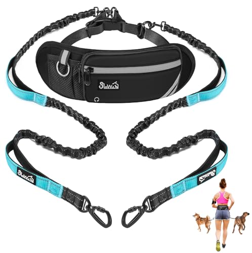 Eyein Joggingleine mit Bauchgurt für 2 Hunde, verstellbar Freihandleine für mittelgroße große Hund mit Reflektierend Elastisch Laufleine und Dual Griffe zum Joggen und Walken, L für Zwei Hunde Eyein Joggingleine mit Bauchgurt für 2 Hunde, verstellbar Freihandleine für mittelgroße große Hund mit Reflektierend Elastisch Laufleine und Dual Griffe zum Joggen und Walken, L für Zwei Hunde von Eyein