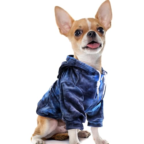 Eyein Hoodie für Kleine, Mittlere und Große Hunde - Warmer Flanell Kapuzenpulli Mit Taschen und Leine Portal - Weiche Hundebekleidung für Frühling, Herbst, Winter - Blau-Grau Tie Dye, S Eyein Hoodie für Kleine, Mittlere und Große Hunde - Warmer Flanell Kapuzenpulli Mit Taschen und Leine Portal - Weiche Hundebekleidung für Frühling, Herbst, Winter - Blau-Grau Tie Dye, S von Eyein