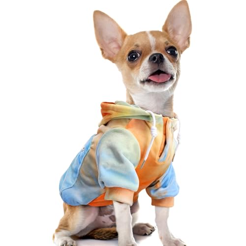 Eyein Hoodie für Kleine, Mittlere und Große Hunde - Warmer Flanell Kapuzenpulli Mit Taschen und Leine Portal - Weiche Hundebekleidung für Frühling, Herbst, Winter - Orange-Blau Tie Dye, S Eyein Hoodie für Kleine, Mittlere und Große Hunde - Warmer Flanell Kapuzenpulli Mit Taschen und Leine Portal - Weiche Hundebekleidung für Frühling, Herbst, Winter - Orange-Blau Tie Dye, S von Eyein