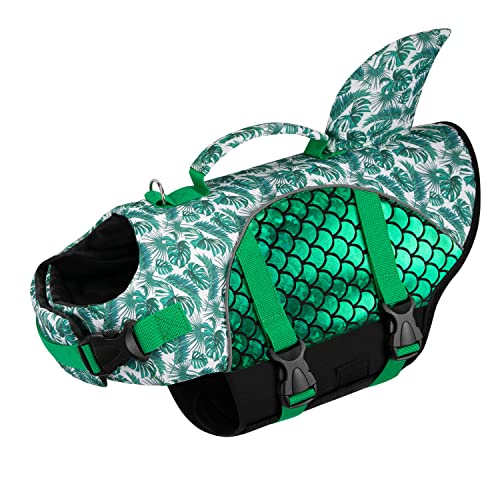 Eyein Hunde Schwimmweste, Schwimmweste in Haifischform für Hunde mit starkem Auftrieb und reißfestem Rettungsgriff, Größenverstellbare Hundeschwimmweste für Schwimmen, Bootfahren und Pool (Grün, L) Eyein Hunde Schwimmweste, Schwimmweste in Haifischform für Hunde mit starkem Auftrieb und reißfestem Rettungsgriff, Größenverstellbare Hundeschwimmweste für Schwimmen, Bootfahren und Pool (Grün, L) von Eyein