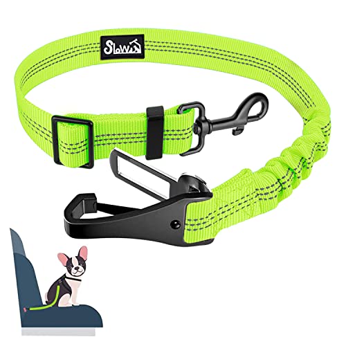 Eyein Hunde Sicherheitsgurt für Auto, Verstellbare Hundegurt fürs Auto mit Elastischer Ruckdämpfung, 3 in 1 reflektierend Hunde Anschnallgurt für alle Hunderassen & Autotypen, 70cm (Grün) von Eyein