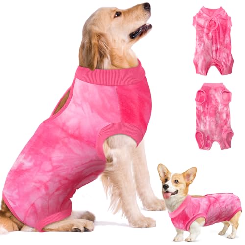 Eyein Hundebody Nach Op, Atmungsaktiver und bequemer Einteiler für Hunde mit Verstellbarer Klettverschluss, Wundschutzanzüge für Hunde zur Verhinderung von Lecken - E-Halsband-Alternative (Rosa, XL) von Eyein