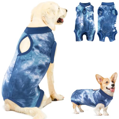 Eyein Hundebody Nach Op, Atmungsaktiver und bequemer Einteiler für Hunde mit Verstellbarer Klettverschluss, Wundschutzanzüge für Hunde zur Verhinderung von Lecken - E-Halsband-Alternative (Blau, XL) von Eyein