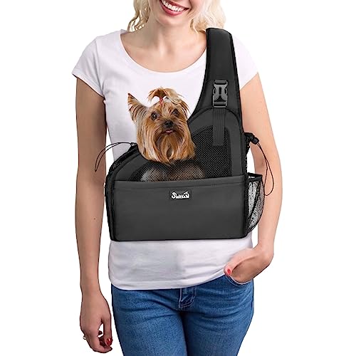 Eyein Hundefreundlich Tragetücher Hunde, Hände frei Reisetasche für kleine Haustiere mit verstellbaren Trägern Hartfaserplattenboden Sicherheitsgurt, für Hunde bis 2.8kg Verbreiterte Version, Schwarz Eyein Hundefreundlich Tragetücher Hunde, Hände frei Reisetasche für kleine Haustiere mit verstellbaren Trägern Hartfaserplattenboden Sicherheitsgurt, für Hunde bis 2.8kg Verbreiterte Version, Schwarz von Eyein