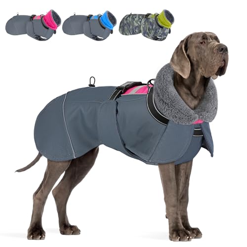 Eyein Hundemantel Winter für Große Hunde, Wasserdicht Hundejacke mit warmem Fleecefutter und Halsband, Winddichter Wintermantel Hund mit Bauchschutz und Verstellbarem Brustriemen, Rose, XXL Eyein Hundemantel Winter für Große Hunde, Wasserdicht Hundejacke mit warmem Fleecefutter und Halsband, Winddichter Wintermantel Hund mit Bauchschutz und Verstellbarem Brustriemen, Rose, XXL von Eyein