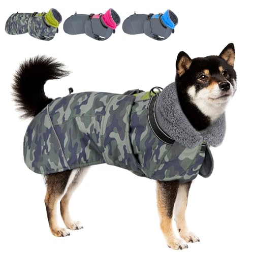 Eyein Hundemantel Winter für Kleine Hunde, Wasserdicht Hundejacke mit warmem Fleecefutter und Halsband, Winddichter Wintermantel Hund mit Bauchschutz und Verstellbarem Brustriemen, Grün, M Eyein Hundemantel Winter für Kleine Hunde, Wasserdicht Hundejacke mit warmem Fleecefutter und Halsband, Winddichter Wintermantel Hund mit Bauchschutz und Verstellbarem Brustriemen, Grün, M von Eyein