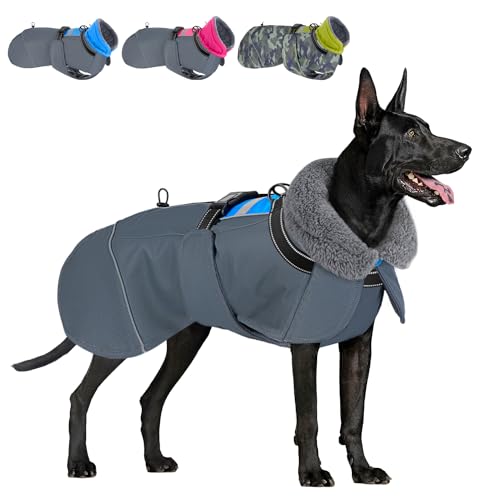 Eyein Hundemantel Winter für Mittlere Hunde, Wasserdicht Hundejacke mit warmem Fleecefutter und Halsband, Winddichter Wintermantel Hund mit Bauchschutz und Verstellbarem Brustriemen, Blau, L Eyein Hundemantel Winter für Mittlere Hunde, Wasserdicht Hundejacke mit warmem Fleecefutter und Halsband, Winddichter Wintermantel Hund mit Bauchschutz und Verstellbarem Brustriemen, Blau, L von Eyein