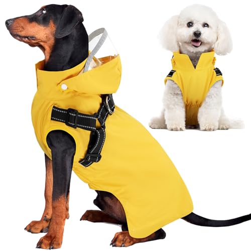 Eyein Hunderegenmantel, Wasserdichter Regenmantel mit Abnehmbarer Kapuze und Brustgeschirre, Reflektierender Hunde Regenmantel mit Atmungsaktives Netzfutter für kleine Mittelgroße und große Hunde, 2XL Eyein Hunderegenmantel, Wasserdichter Regenmantel mit Abnehmbarer Kapuze und Brustgeschirre, Reflektierender Hunde Regenmantel mit Atmungsaktives Netzfutter für kleine Mittelgroße und große Hunde, 2XL von Eyein