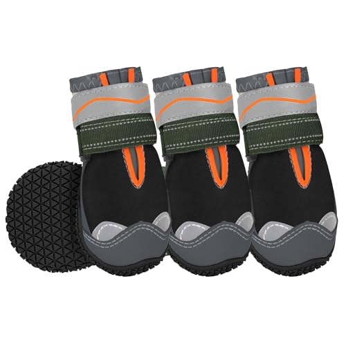 Eyein Hundeschuhe Pfotenschutz, 4 Stück Wasserabweisend Hundeschuhe mit Rutschfester Sohle und reflektierendem Klettverschluss für kleine, mittlere und große Hunde, Sport im Freien, Schwarz, Größe 5 Eyein Hundeschuhe Pfotenschutz, 4 Stück Wasserabweisend Hundeschuhe mit Rutschfester Sohle und reflektierendem Klettverschluss für kleine, mittlere und große Hunde, Sport im Freien, Schwarz, Größe 5 von Eyein