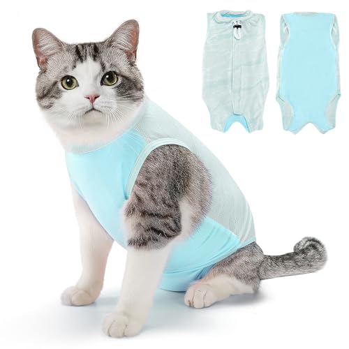 Eyein Katzenbody nach OP, bequemer Katzen Kleidung Erholungsanzug Anti-leckende mit atmungsaktivem Netzgewebe für Katze Body Operation, E-Halsband Alternative für Katzen, Blau, L Eyein Katzenbody nach OP, bequemer Katzen Kleidung Erholungsanzug Anti-leckende mit atmungsaktivem Netzgewebe für Katze Body Operation, E-Halsband Alternative für Katzen, Blau, L von Eyein