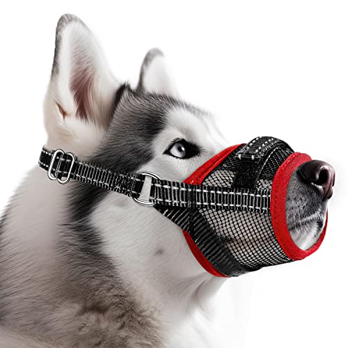 Eyein Maulkorb für Große Hunde, Verstellbarer Maulkorb für Hunde mit atmungsaktivem Air Mesh, Reflektierender Maulkorb mit Verbindungsgurt, Verhindert das Beißen, Bellen und Kauen, Rot, L Eyein Maulkorb für Große Hunde, Verstellbarer Maulkorb für Hunde mit atmungsaktivem Air Mesh, Reflektierender Maulkorb mit Verbindungsgurt, Verhindert das Beißen, Bellen und Kauen, Rot, L von Eyein