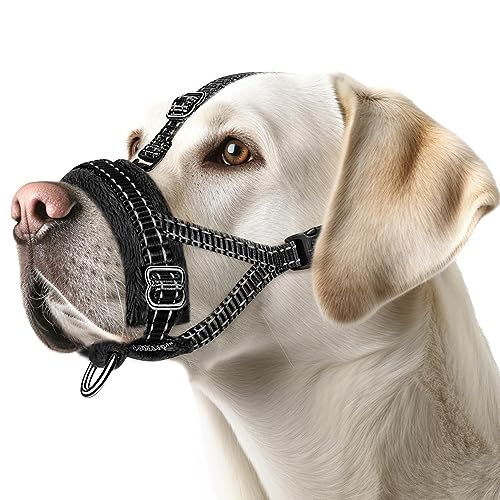 Eyein Maulkorb für Große Hunde, Verstellbarer Reflektierender Nylon Maulkorb für Hunde mit Verbindungsgurt, Hunde können hecheln und Trinken, Verhindert das Beißen, Bellen und Kauen (Schwarz, XL) Eyein Maulkorb für Große Hunde, Verstellbarer Reflektierender Nylon Maulkorb für Hunde mit Verbindungsgurt, Hunde können hecheln und Trinken, Verhindert das Beißen, Bellen und Kauen (Schwarz, XL) von Eyein